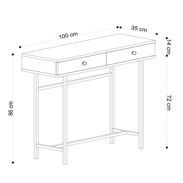 Hanah Home Aparador Versátil para Salón y Comedor, Tablero Melamina y Patas Metal, Roble y Negro, 100x86x35cm